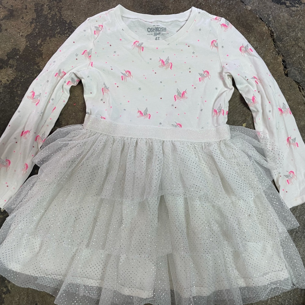 Oshkosh bgosh White and silver sparkled dress girls 4T